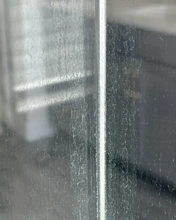 Hard water spots on glass Hard water spots on glass