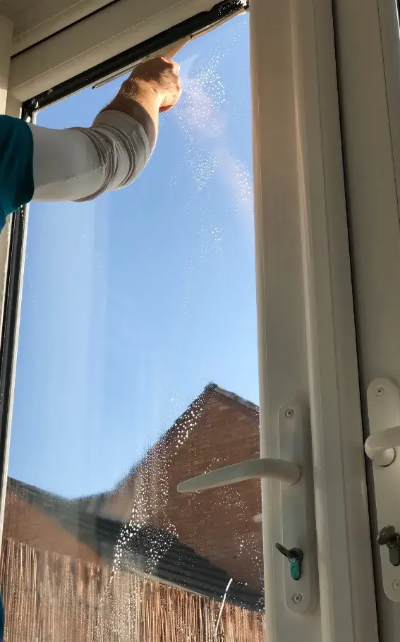 window cleaning in the sunlight