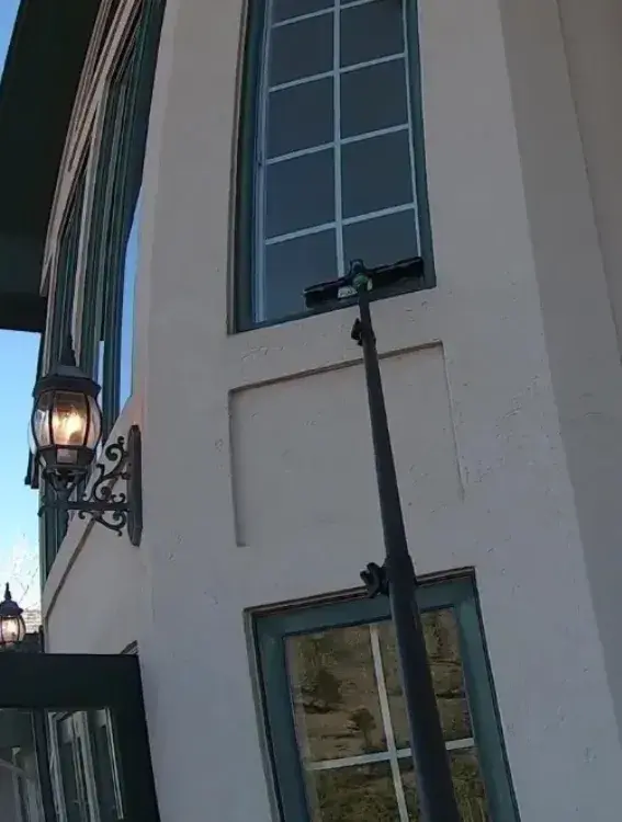 window cleaning with Water Fed Pole